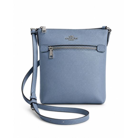 Coach Handbags - Coach Mini Rowan File Bag Blue Crossgrain Leather Crossbody CE871 NWOT